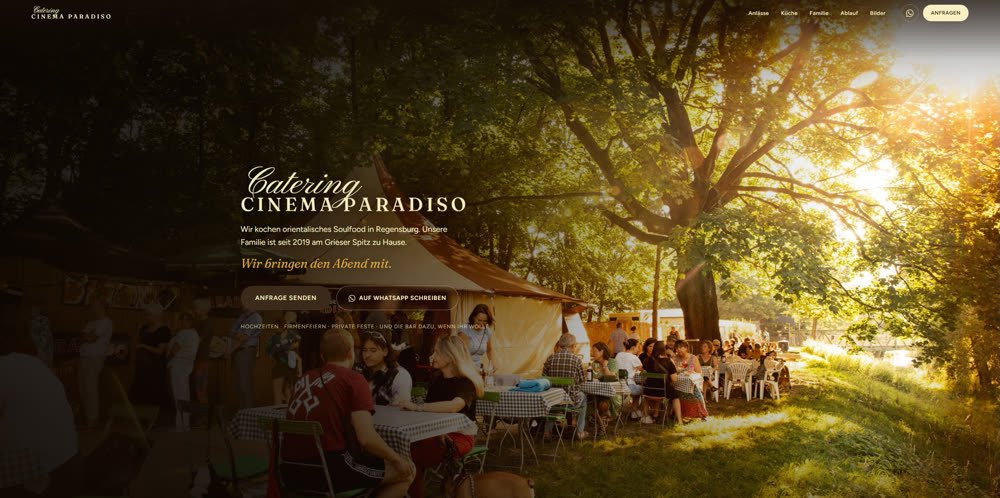 Website für Cinema Paradiso Catering